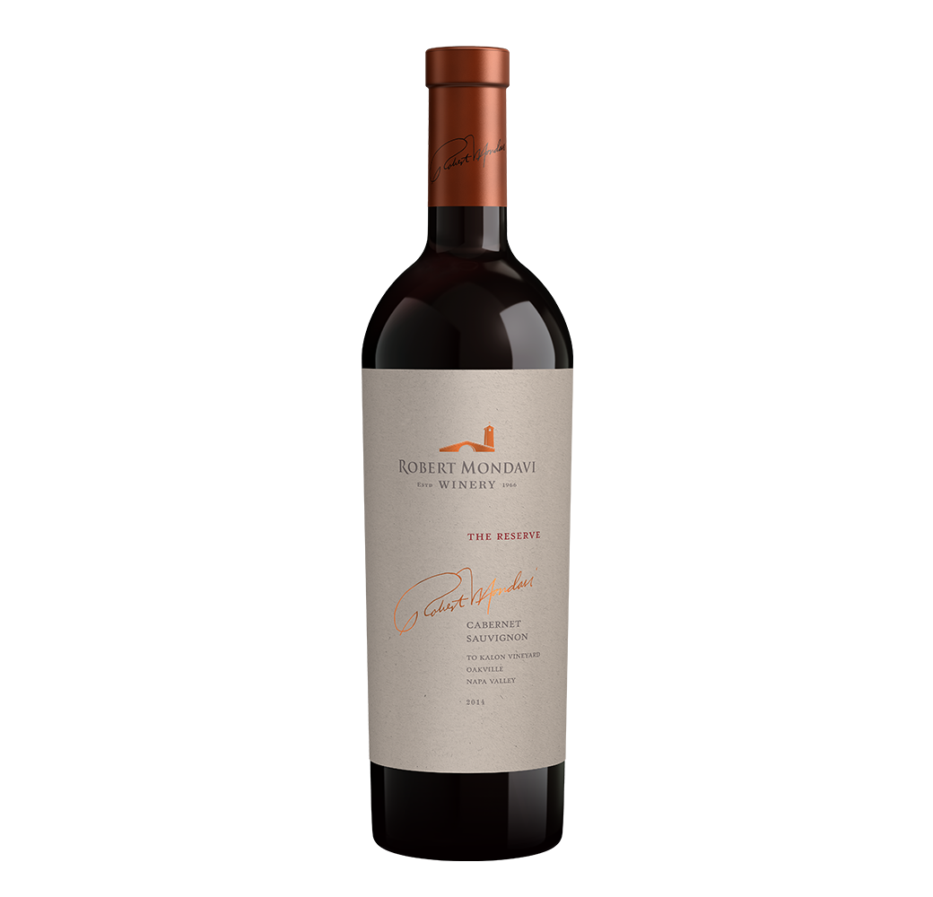 A bottle of 2014 Robert Mondavi Winery To Kalon Vineyard Reserve Cabernet Sauvignon on a blank background.
